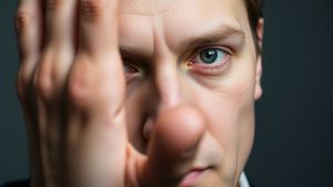 Ochi ascuns parțial de o mână.