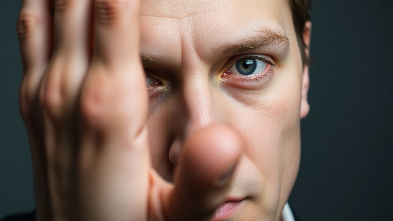 Ochi ascuns parțial de o mână.